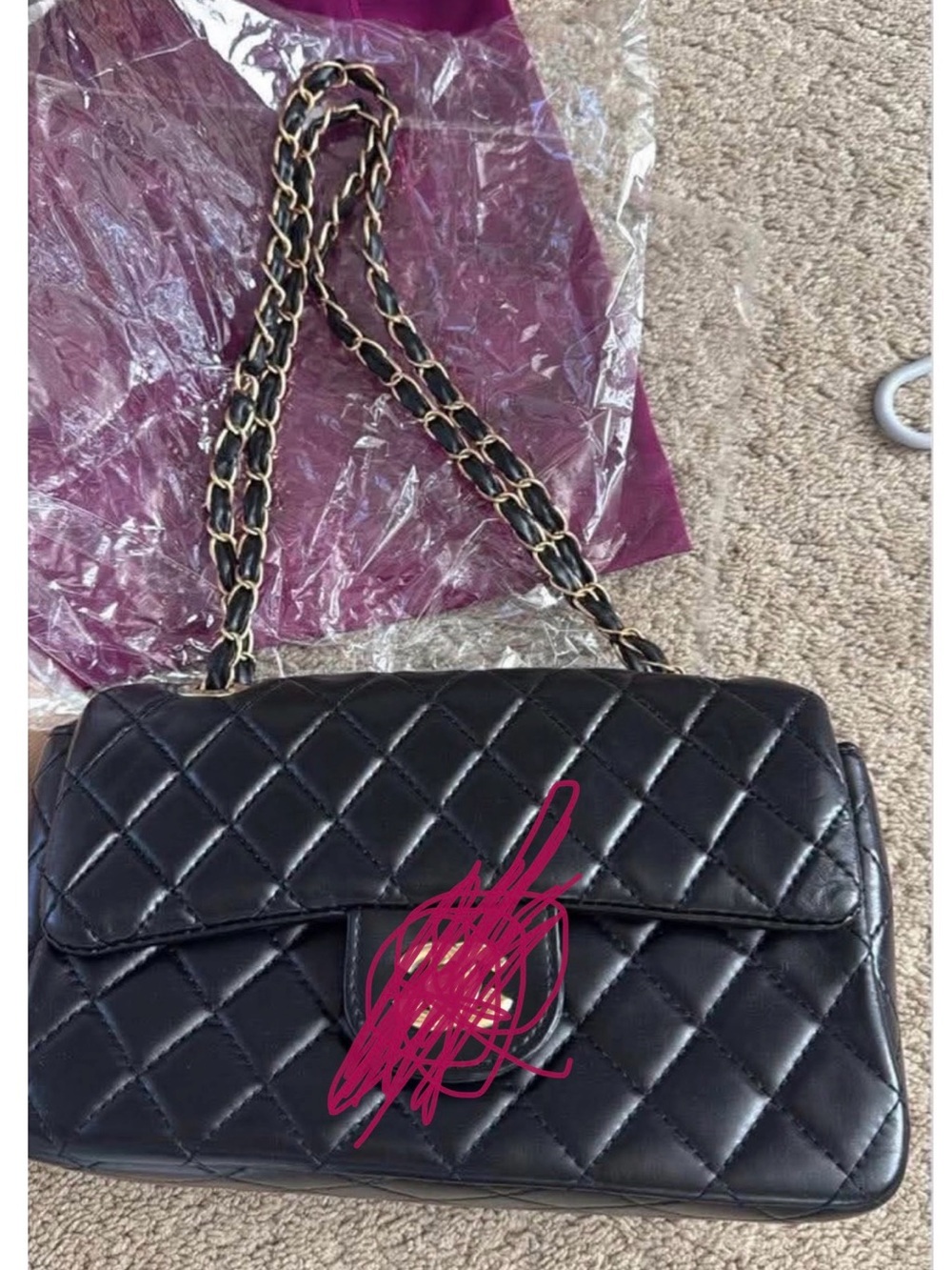 Quilted Black Chain-Handle Shoulder Bag
